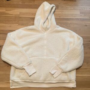 All In Motion 1/4 Zip Hooded Teddy Sherpa Pullover Cream Women’s XXL
